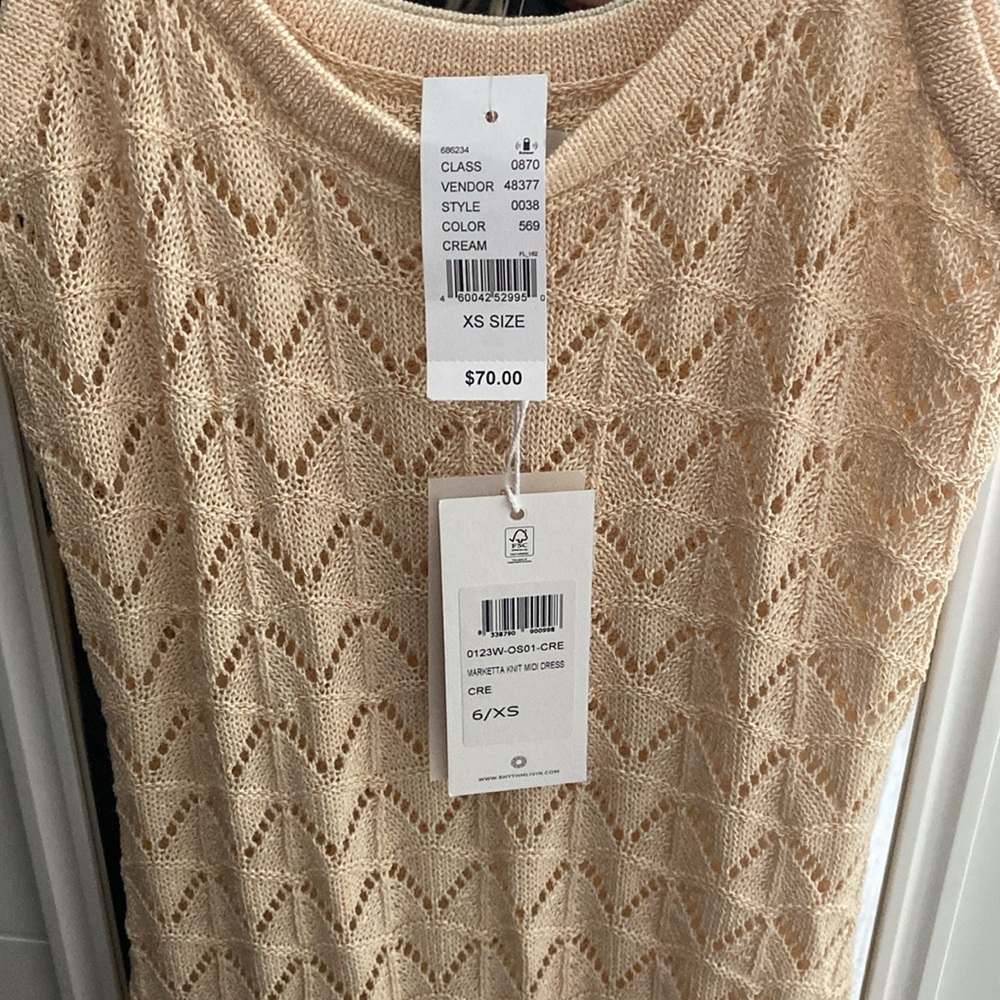 Rhythm Marketta Knit Midi Dress in Cream NWT - Picture 4 of 8